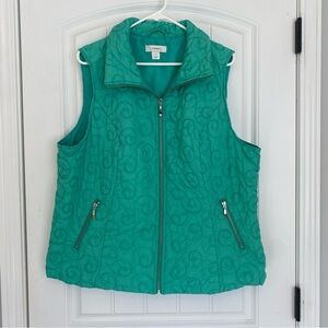 CJ Banks Women's Green Zip Up Vest Size 1X